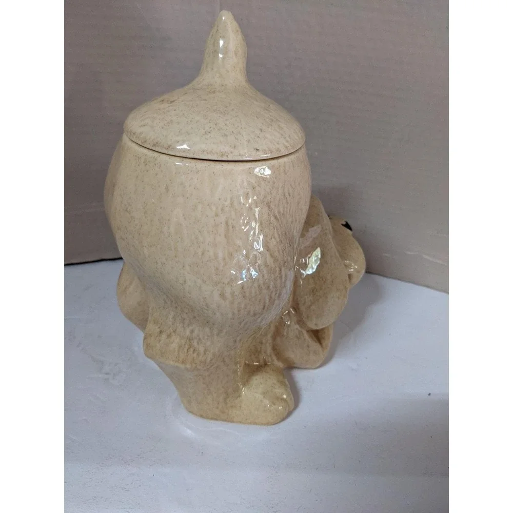 Vintage McCoy Ceramic Puppy Dog Cookie Jar Speckled Tan 11x9x6 Mid‎ Century